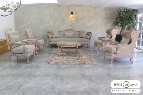مبل نئو کلاسیک ۷ نفره جورجیا و کویین و فرانسوی کد ۶ خرید مبل باروس ۵۹۵۹۴ (1)