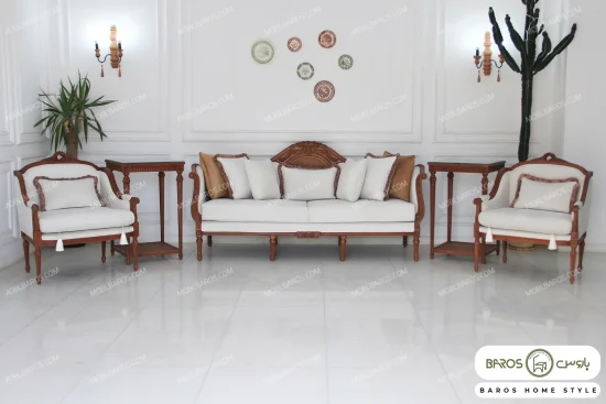 مبل کلاسیک مدرن کاجی مصری خرید مبل باروس 59593 (2)
