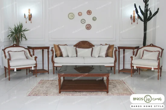 مبل کلاسیک مدرن کاجی مصری خرید مبل باروس 59593 (3)