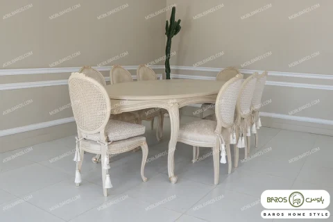 میز ناهار خوری سفید چوبی لورنزو کد ۱۱ خرید مبل باروس ۴۹۵۹۳ (4)