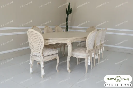 میز ناهار خوری سفید چوبی لورنزو کد ۱۱ خرید مبل باروس ۴۹۵۹۳ (4)
