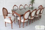 میز ناهار خوری چوبی کلاسیک کاجی کد 19 خرید مبل باروس 59593 (2)