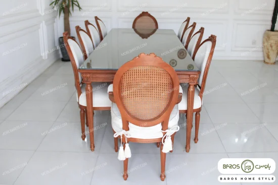 میز ناهار خوری چوبی کلاسیک کاجی کد 19 خرید مبل باروس 59593 (3)