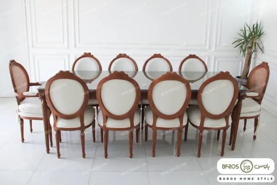 میز ناهار خوری چوبی کلاسیک کاجی کد 19 خرید مبل باروس 59593 (4)