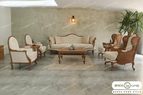 مبل نئوکلاسیک مدل جورجیا روما کویین صدرا خرید از کارخانه باروس (2)