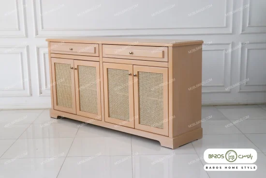 میز کنسول چوبی حصیری راشل کد ۵ خرید باروس (1)