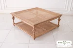 میز جلو مبلی مربع و حصیری کاجی باروس