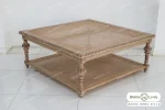 میز جلو مبلی مربع و حصیری کاجی خرید باروس (1)