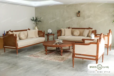 مبل نئوکلاسیک ۷ نفره کاجی کد ۶ خرید باروس (5)