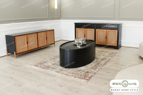 میز جلو مبلی جدید چوبی بیضی موچی خرید باروس (1)