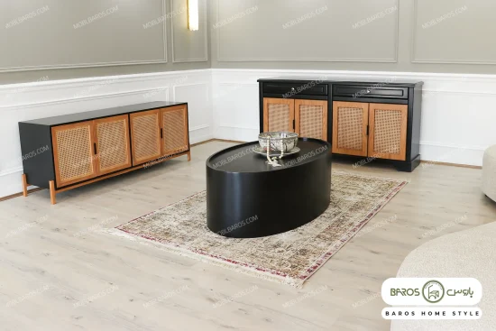 میز جلو مبلی جدید چوبی بیضی موچی خرید باروس (1)