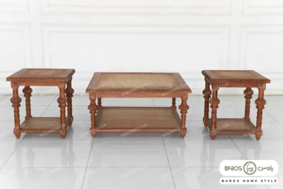 میز جلو مبلی و عسلی حصیری کاجی کد ۸ باروس (5)