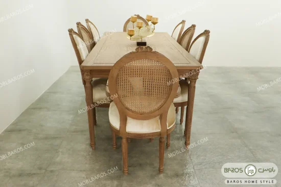 میز ناهار خوری چوبی کاجی کد ۳۰ باروس0123 (2)