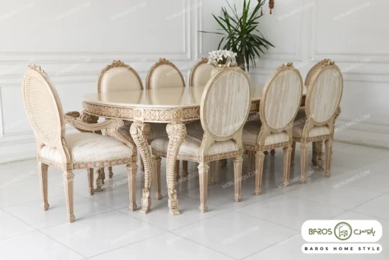 میز ناهارخوری کلاسیک و چوبی جدید الینا کد ۸ باروس (2)