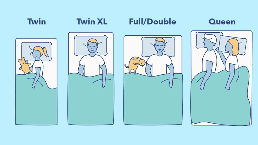 ابعاد تخت خواب دو نفره و دیگر سایزهای سرویس خواب 