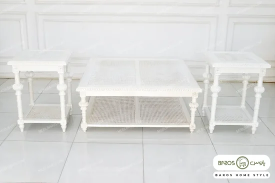 میز جلو مبلی و عسلی حصیری کاجی کد ۹ باروس (1)