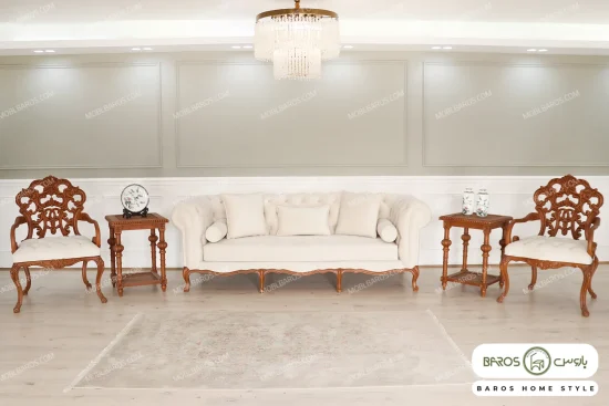 مبلمان ۱۰ نفره ترکیبی کلاسیک و راحتی مهسا و کاجی باروس (8)