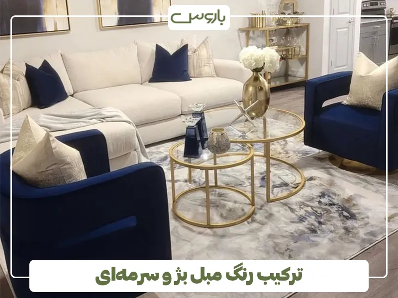 ترکیب رنگ مبل بژ و سرمه ای