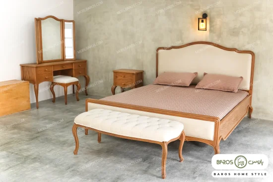 سرویس خواب دو نفره چوبی شاین کد 22 باروس 548 (2)