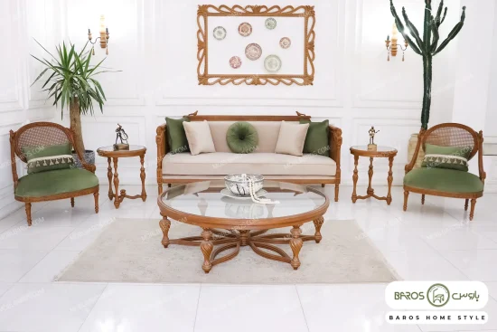 مبل کلاسیک ۱۰ نفره کاجی و چستر نیکا و کینگ کد ۲ باروس (15)