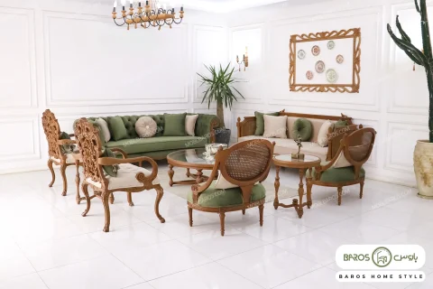 مبل کلاسیک ۱۰ نفره کاجی و چستر نیکا و کینگ کد ۲ باروس (8)