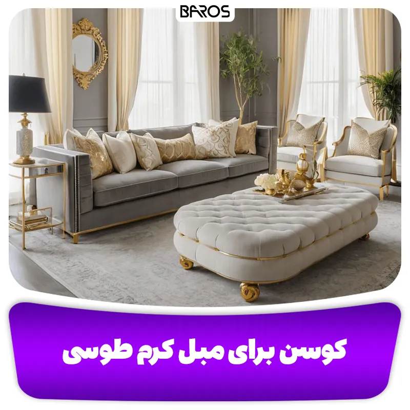 کوسن برای مبل کرم طوسی