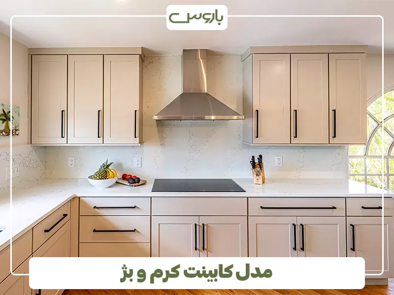 رنگ کرم و بژ، انتخابی نسبتا گرم برای کابینت آشپرخانه های کوچک (4)