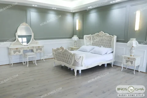 سرویس خواب دو نفره چوبی مبینا کد ۳ باروس (1)