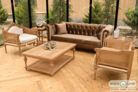 مبل کلاسیک کاجی و چستر دسته پی (1)
