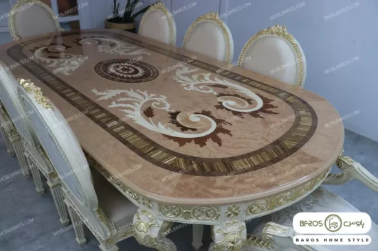 میز ناهار خوری سلطنتی الینا با صفحه معرق باروس (4)