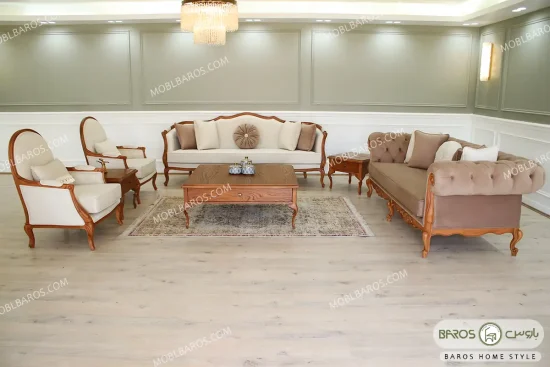 ست مبلمان چوبی چستر و نئوکلاسیک راشل کد ۲ باروس (1)
