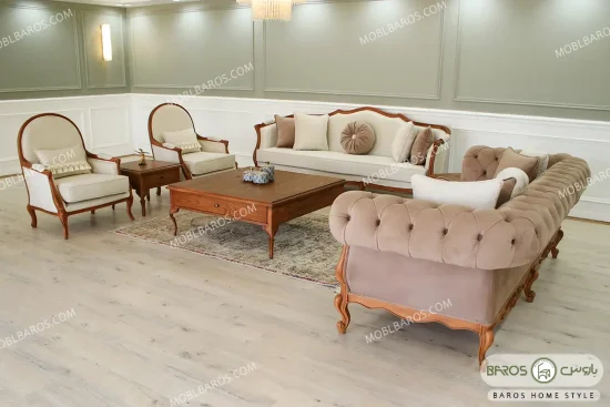 ست مبلمان چوبی چستر و نئوکلاسیک راشل کد ۲ باروس (2)