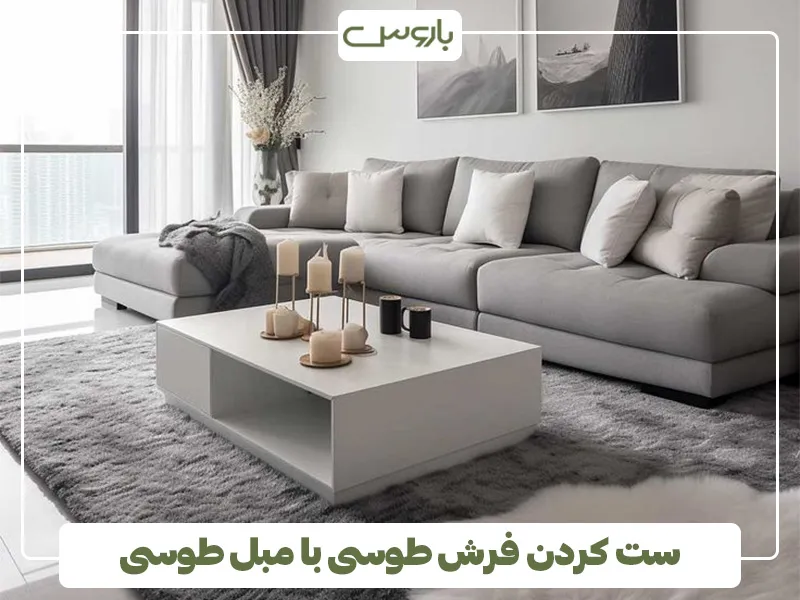 ست کردن فرش طوسی تیره یا روشن با مبل طوسی 2