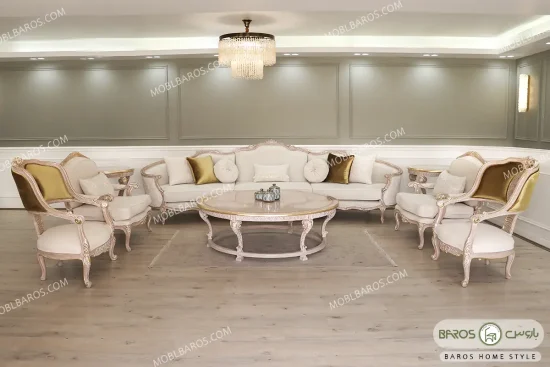 مبل کلاسیک لوکس و منبتی جدید نوادا کد ۳ باروس (1)