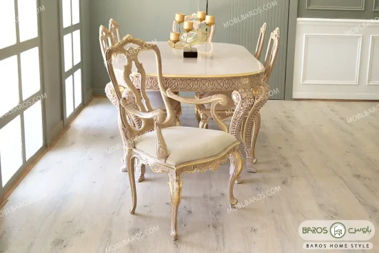 میز ناهارخوری کلاسیک و چوبی آرتمیس کد ۲ باروس0 (2)