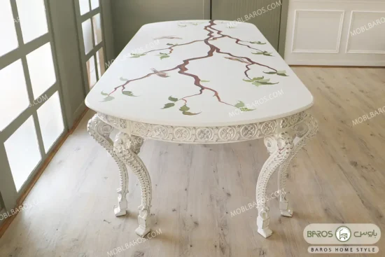 میز ناهار خوری سلطنتی الینا با صفحه طرح‌دار باروس (10)
