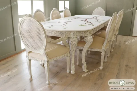 میز ناهار خوری سلطنتی الینا با صفحه طرح‌دار باروس (2)