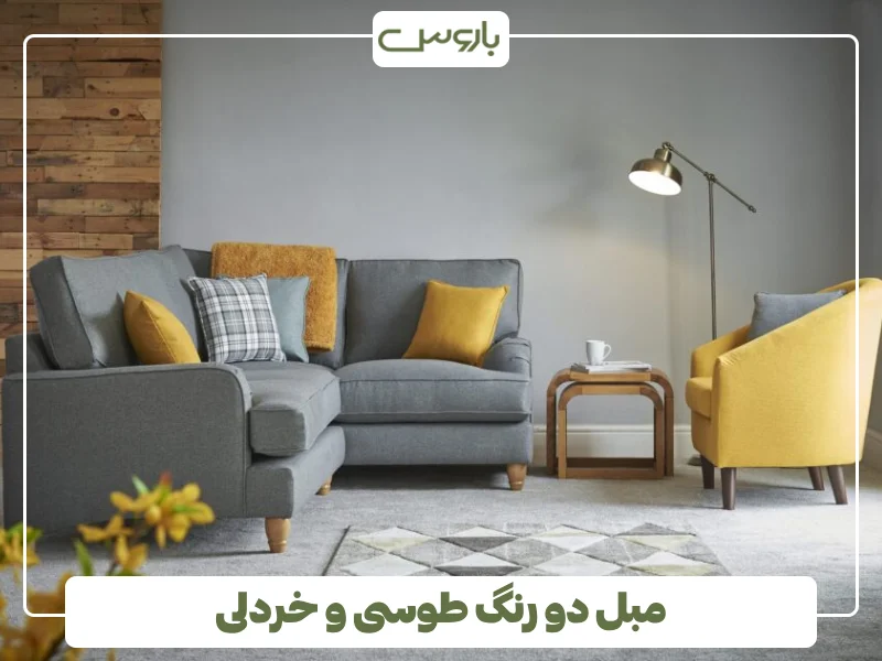 مبل دو رنگ طوسی و خردلی (1)