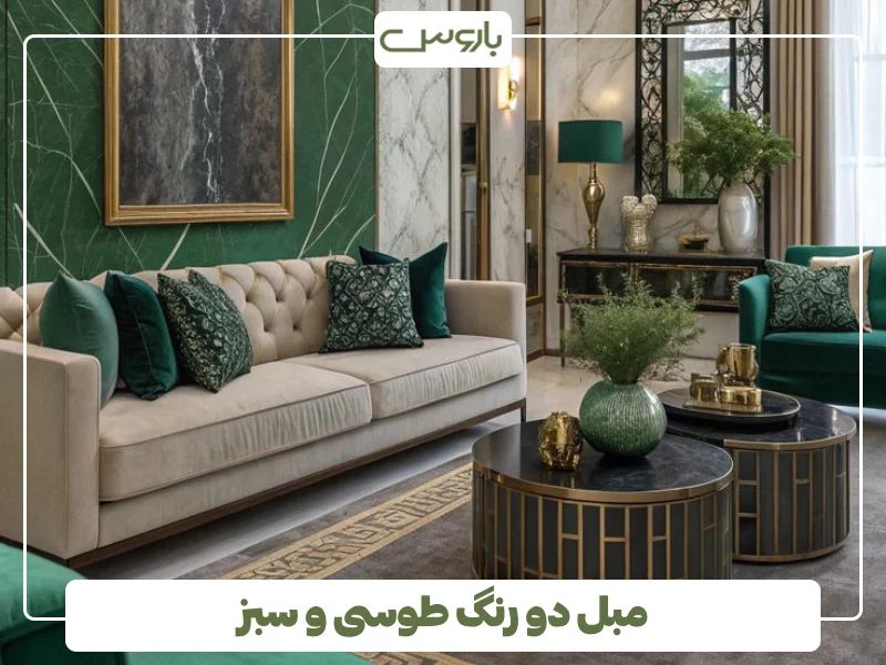 مبل دو رنگ طوسی و سبز (1)