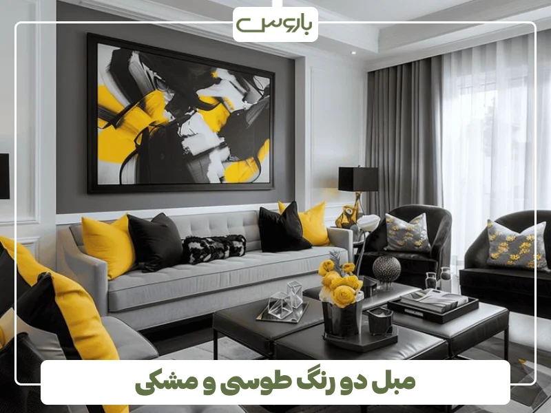 مبل دو رنگ طوسی و مشکی (1)