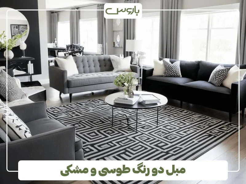 مبل دو رنگ طوسی و مشکی