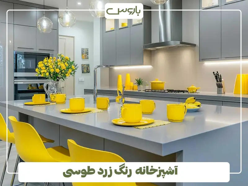 آشپزخانه رنگ زرد طوسی