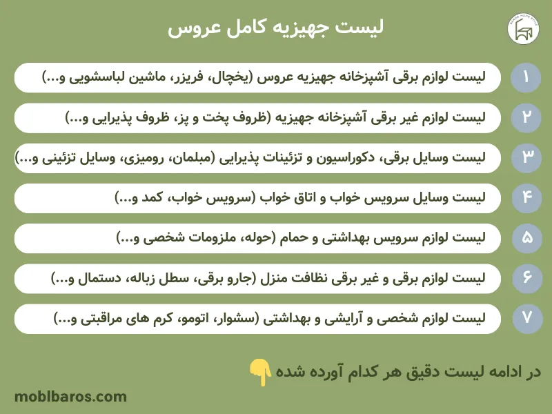 لیست جهیزیه کامل عروس (1)