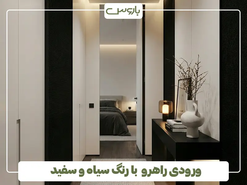 ورودی راهرو با رنگ سیاه‌ و سفید