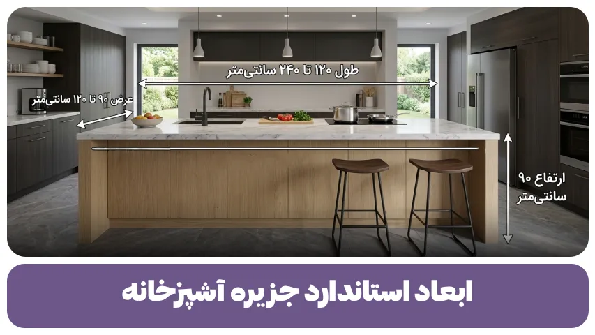 ابعاد استاندارد جزیره آشپزخانه