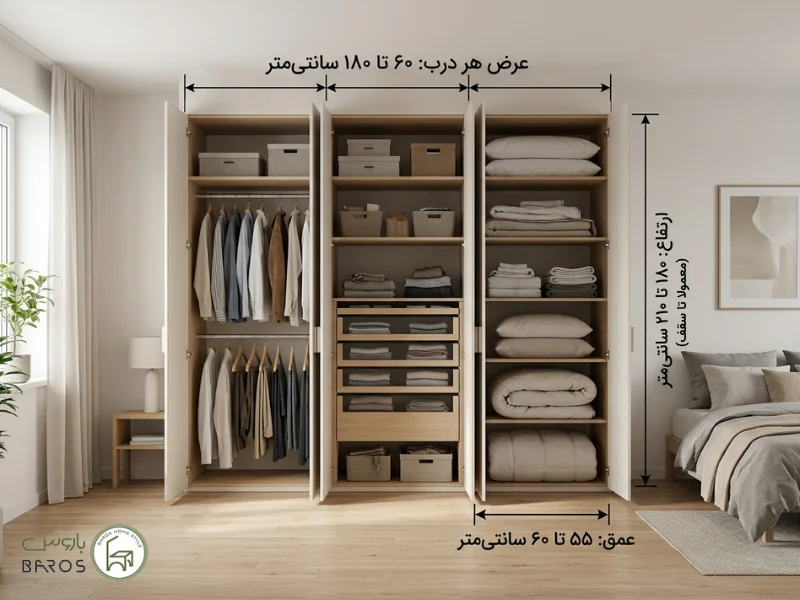 ابعاد استاندارد کمد دیواری