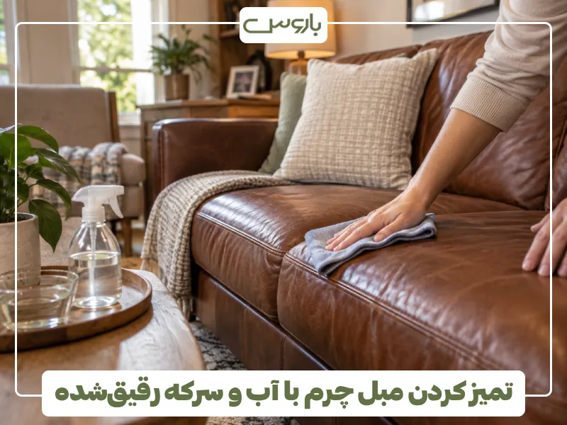 تمیز کردن مبل چرم با آب و سرکه رقیق شده (1)