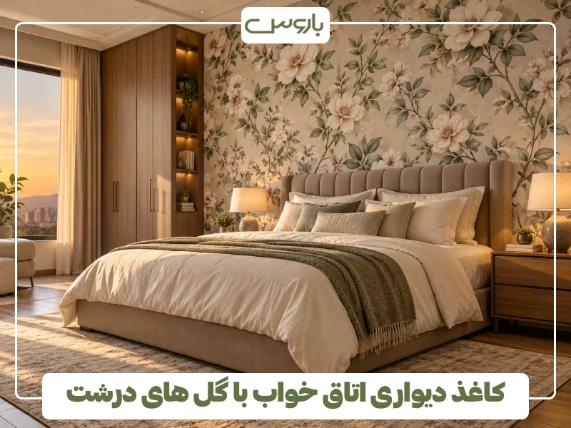 کاغذ دیواری اتاق خواب با گل های درشت (1)